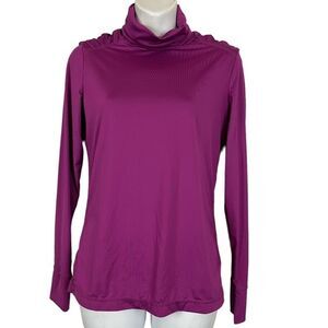 ATHLETA Mock Neck Long Sleeve Stretch Knit Purple Pink Athletic Shirt Top Small
